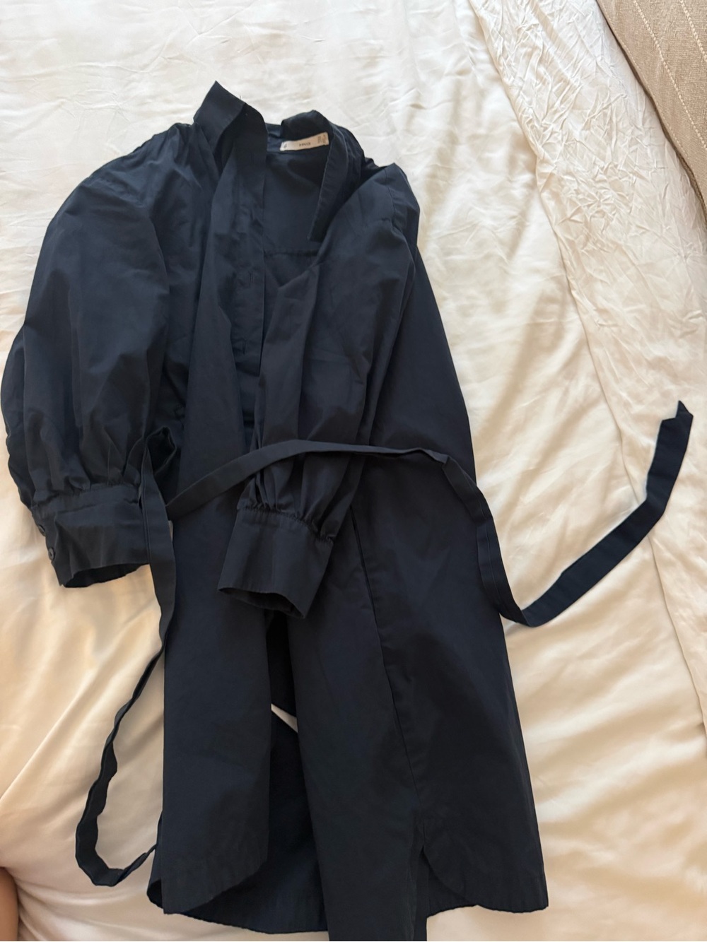 Navy Wrap Dress with Tie Belt